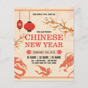 Folheto de Convite de festas de Ano Novo Chinês