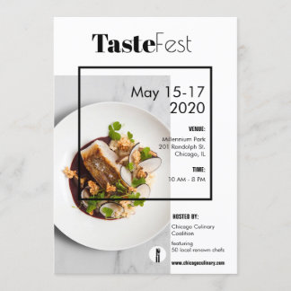 Folheto de convite de teste de comida