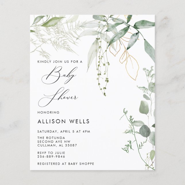 Folheto de Convite do Chá de fraldas Moderno (Frente)