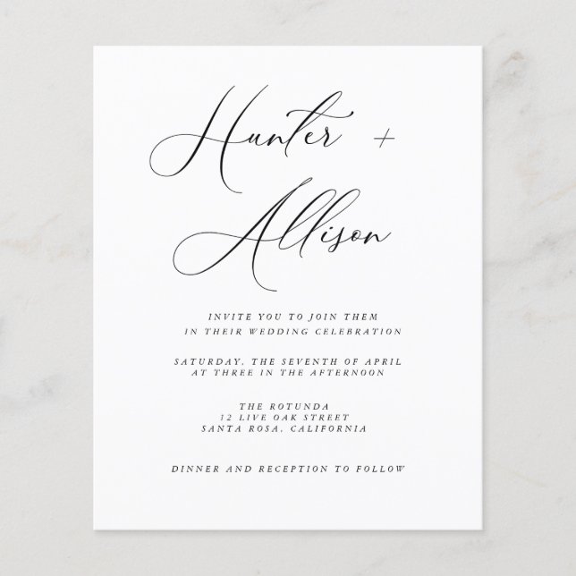 Folheto de Convite para Casamento de Orçamento (Frente)