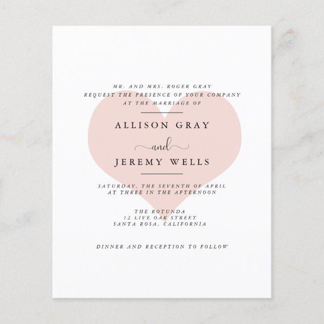 Folheto de Convite para Casamento de Orçamento (Frente)