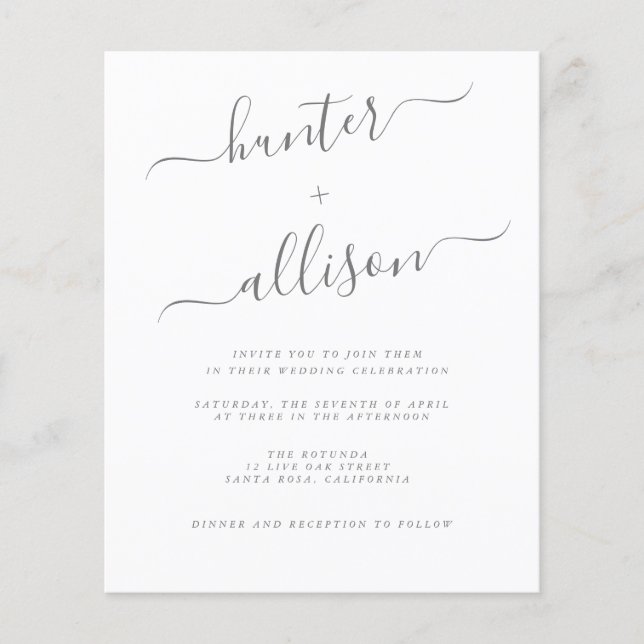 Folheto de Convite para Casamento de Orçamento (Frente)