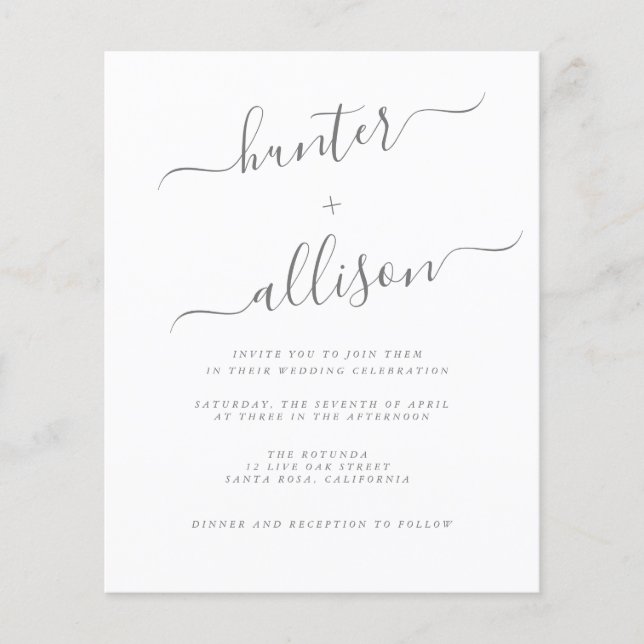 Folheto de Convite para Casamento de Orçamento (Frente)