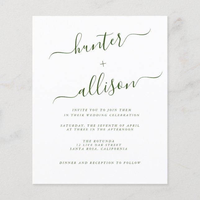 Folheto de Convite para Casamento de Orçamento (Frente)