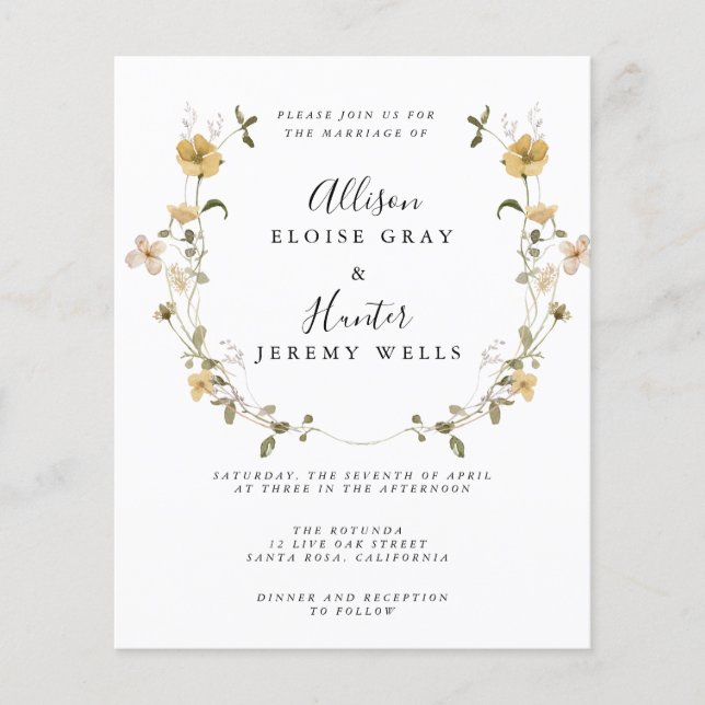 Folheto de Convite para Casamento de Orçamento (Frente)