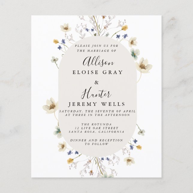 Folheto de Convite para Casamento de Orçamento (Frente)