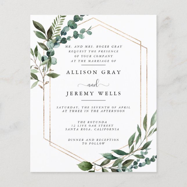 Folheto de Convite para Casamento de Orçamento (Frente)