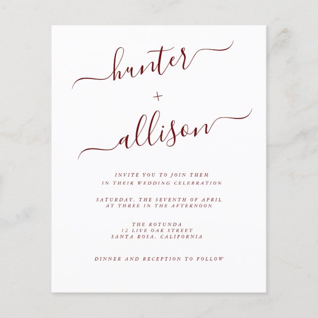 Folheto de Convite para Casamento de Orçamento (Frente)