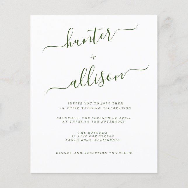 Folheto de Convite para Casamento de Orçamento (Frente)