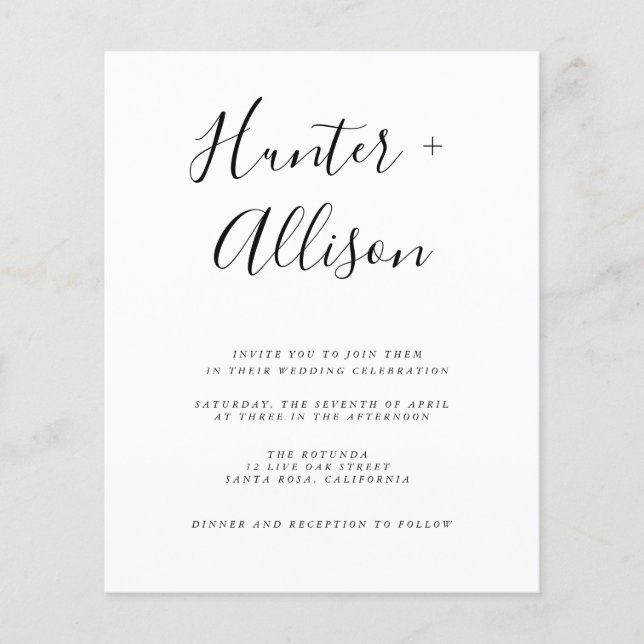 Folheto de Convite para Casamento de Orçamento (Frente)