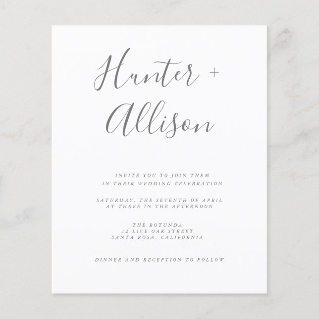 Folheto de Convite para Casamento de Orçamento (Frente)