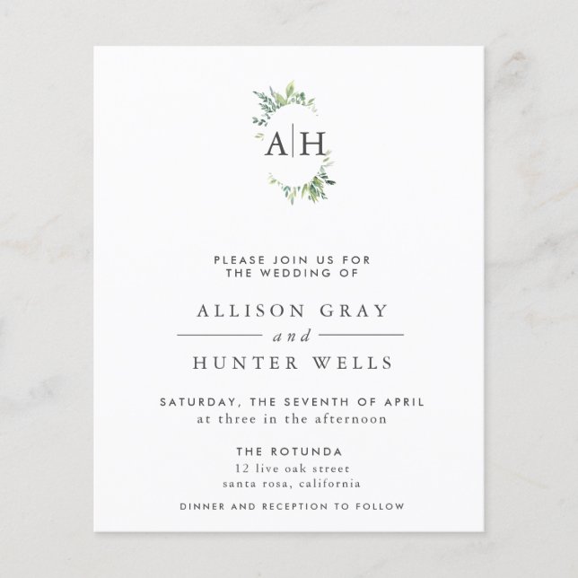 Folheto de Convite para Casamento Floral (Frente)