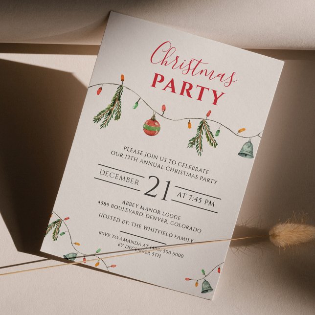 Folheto de Convite para Férias de Natal de Negócio (Rustic Boho Christmas Party Invitation)