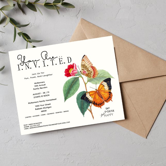 Folheto de Convite para Reunião Familiar Amigável  ( 🦋The Butterfly Studio🦋
Budget Friendly Family Reunion Invitation Flyer)