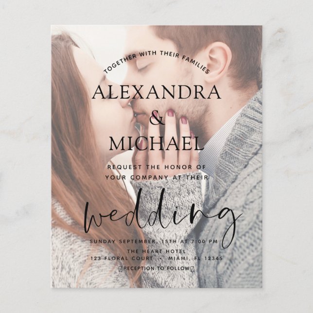 Folheto de Convites para Casamento de Fotografias  (Frente)