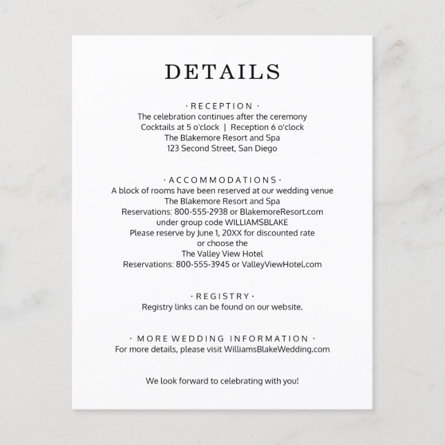 Folheto de Detalhes de Casamento Simples (Frente)