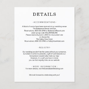 Folheto de Detalhes do Casamento Simples