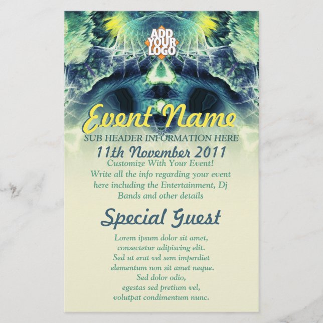 Folheto de Eventos Personalizados de Arte Fratural (Frente)