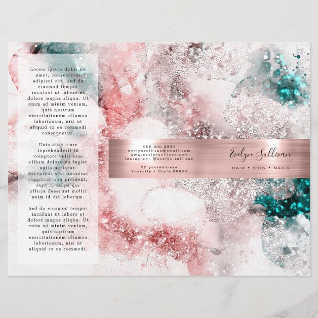 Folheto de folha de rosa de cor aquosa brilhante (Frente)