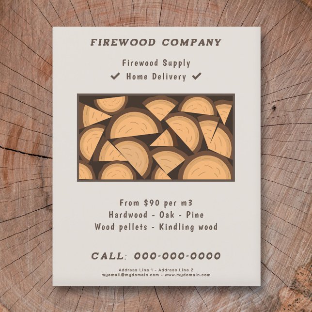 Folheto de fornecimento e fornecimento de madeira  (Firewood Supply & Delivery Flyer)