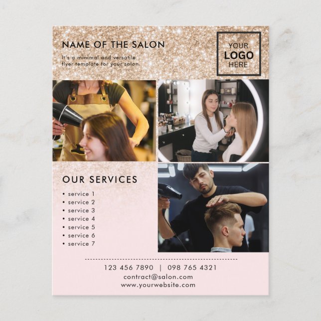 Folheto de Fotografia do Marketing Rosa Glitter Do (Frente)