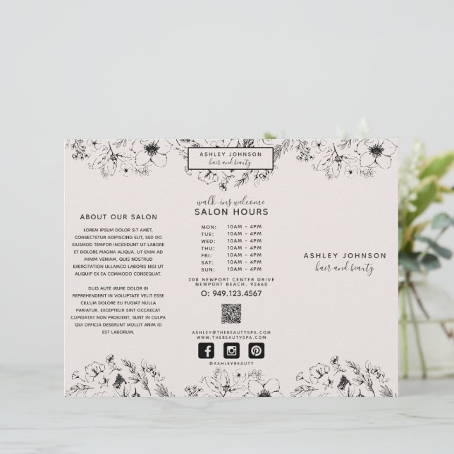 Folheto de Fotos de Blush de Código QR Moderno (Em pé/Frente)