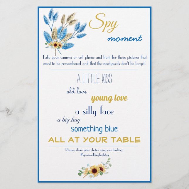 Folheto de Jogo de Casamento de Spy Bridal (Frente)