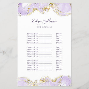 folheto de lista de preços de design de lavanda de