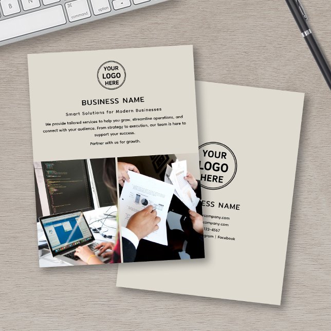 Folheto de logotipo para profissionais modernos (Logo Photo Modern Professional Business Flyer)