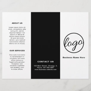 Folheto de logotipo preto e branco, simples e trip