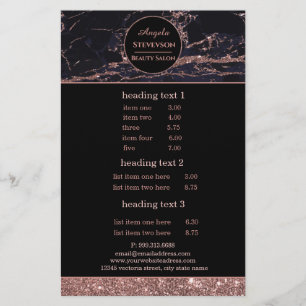 Folheto de Makeup Artist Rosa Dourado Marble