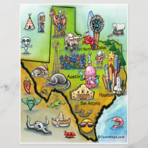 Folheto de Mapa do Texas Cartoon