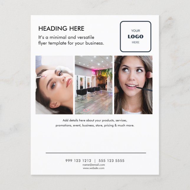 Folheto de Marketing para empresas de fotos mínima (Frente)