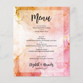Folheto de Menu de Casamento de Mármore de Orçamen