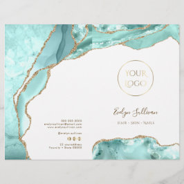 Folheto de menu de serviço agate do Aquamarine