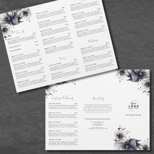 Folheto de Menu de Serviços de Spa Preto e Branco