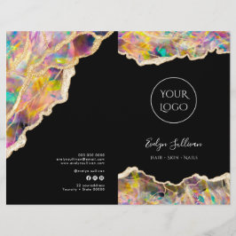 Folheto de menu do Opal design on black services