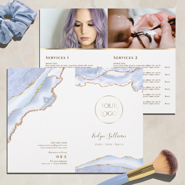 folheto de menu do serviço agate azul pastel (Criador carregado)