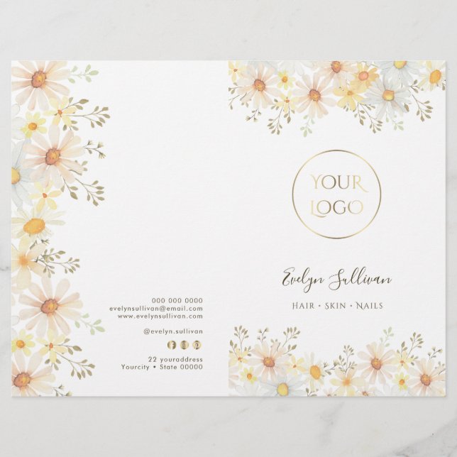 Folheto de menu do serviço Daisies (Frente)