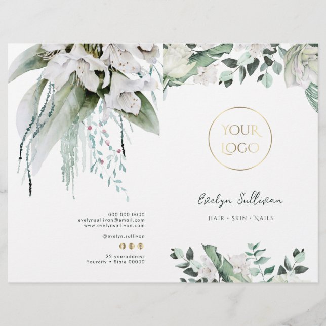 Folheto de menu do serviço Emerald Greenery (Frente)