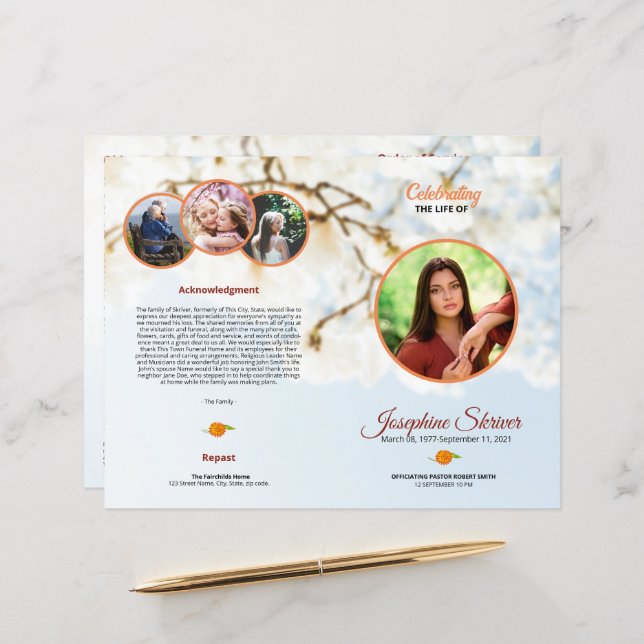 Folheto de Modelo do Programa Funeral (Frente/Verso In Situ)