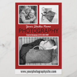 Folheto de negócios de fotógrafo com três fotos