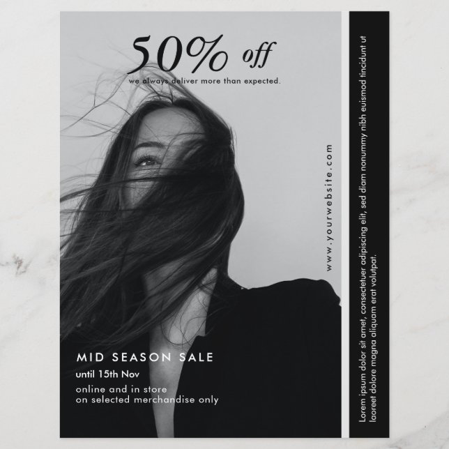 Folheto de negócios preto e branco (Frente)