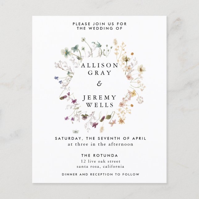 Folheto de Orçamento de Convite de Casamento (Frente)