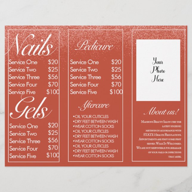 Folheto de panfleto de sessão de serviços de unhas (Frente)