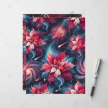 Folheto De Papel De Padrões De Galáxia Floral