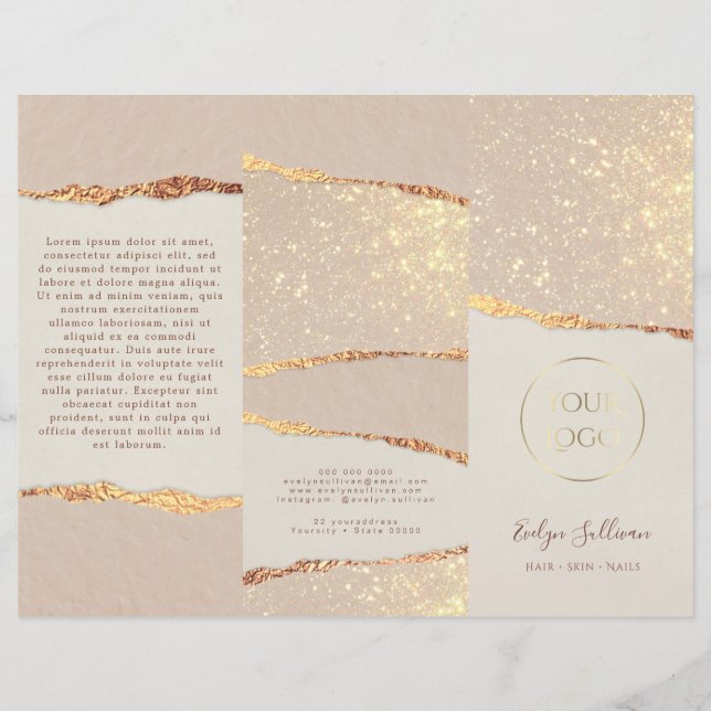 Folheto de papel rasgado pelo ximmer Dourado (Frente)