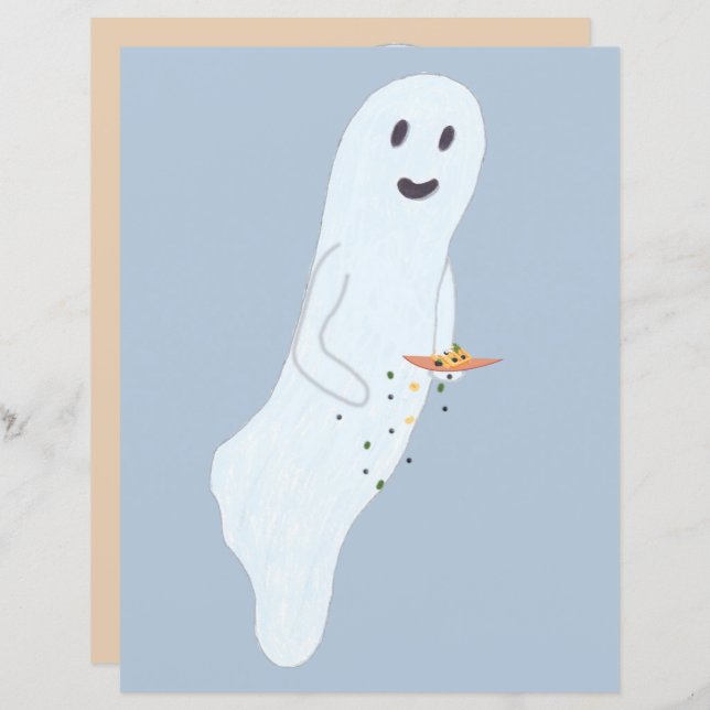 Folheto de Papelão do Fantasma de Halloween (Frente/Verso)
