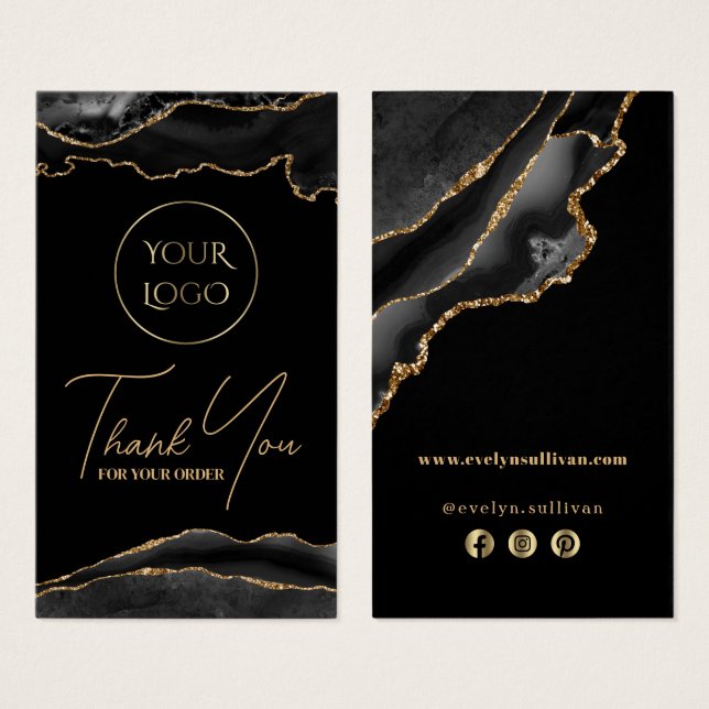 Folheto de plástico preto e dourado (Frente & Verso)