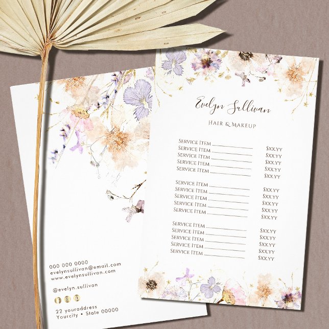 Folheto de preços das flores silvestres secas (Criador carregado)